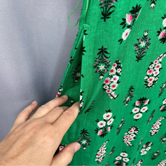 NWT Ann Taylor Linen Blend Green Floral Midi Dress Size 8P Garden Party - Picture 3 of 13